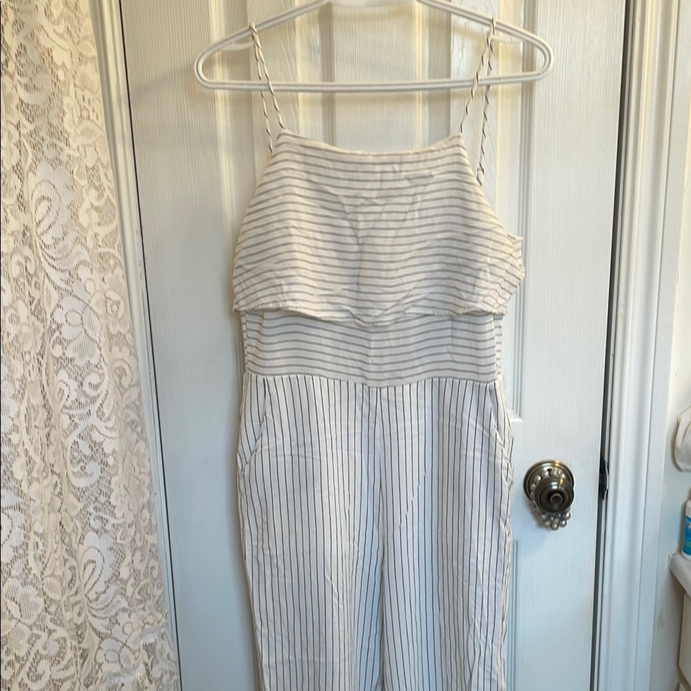 Naked Zebra White and Gray Striped Jumpsuit size medium